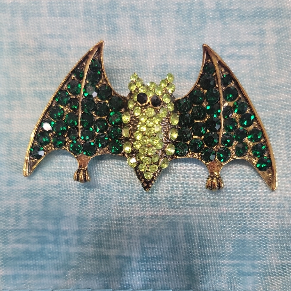 Green and Gold Bat Brooch